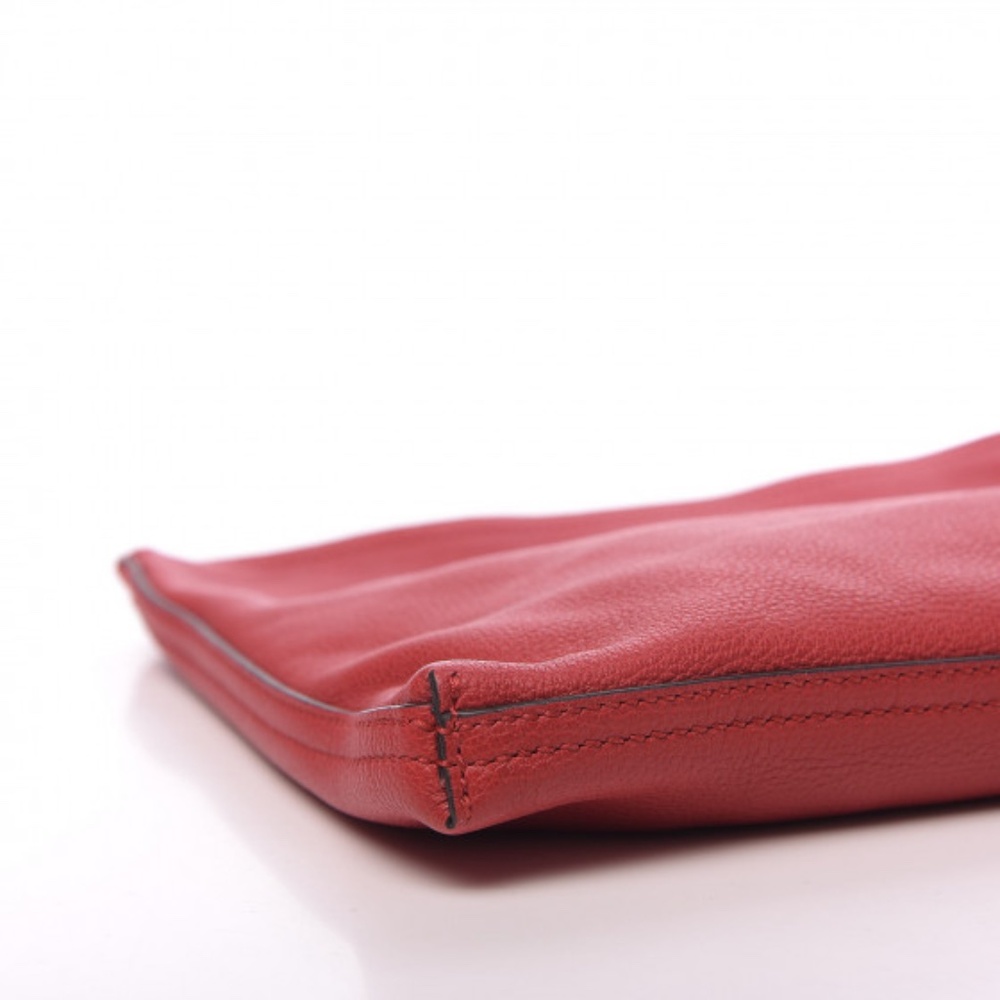 GUCCI  Pebbled Calfskin Medium Logo Portfolio Clutch Hibiscus Red - Picture 8 of 8